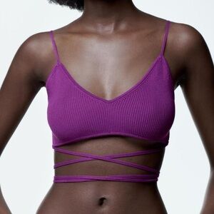 small purple zara knit top